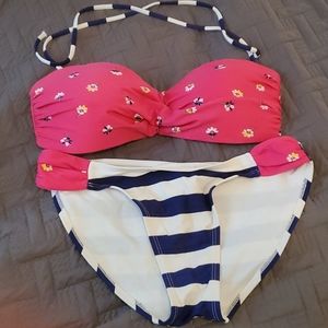 Blue, white, and pink bikini